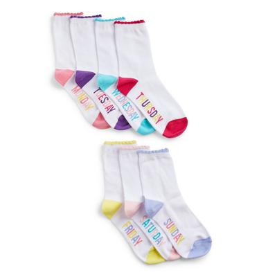 Pack de 5 pares de calcetines tobilleros con estampado de días para niña