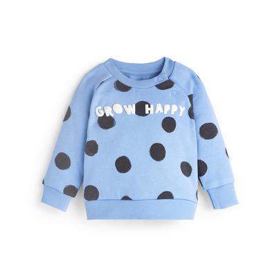 Baby Girl Blue Dot Print Crew Neck Sweater