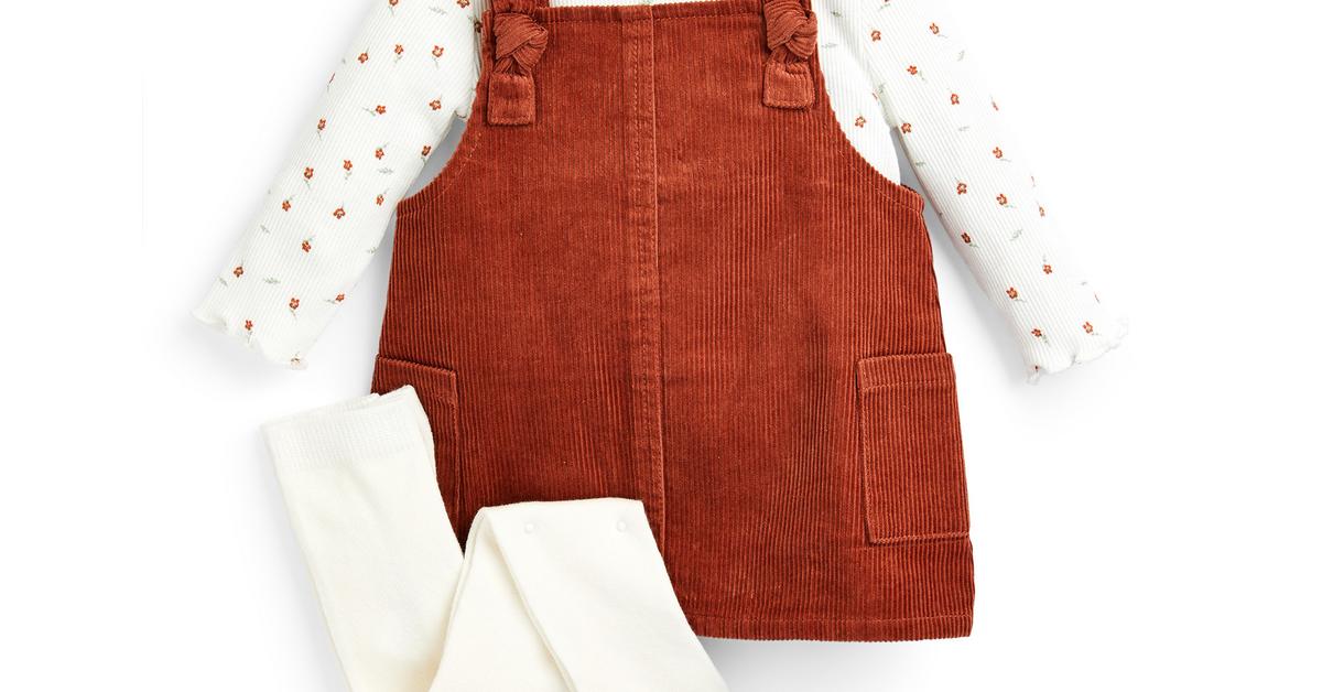 Baby Girl Burnt Orange Corduroy Pinafore Set | Baby Girl Clothes | Baby ...