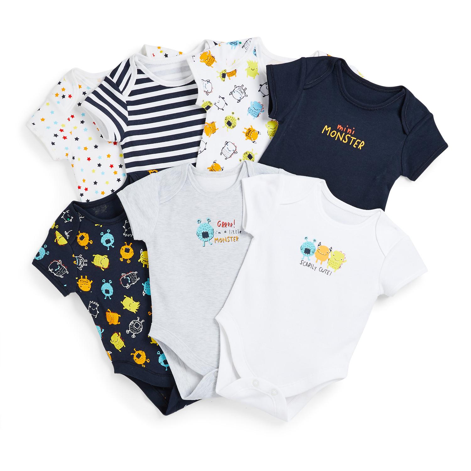 Lot De 7 Bodys A Imprime Monstre Bebe Garcon Les Essentiels Pour Bebe Vetements Bebe Et Nouveau Ne Mode Enfant Tous Les Produits Primark Primark Belgique Francaise
