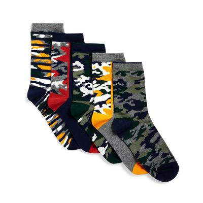 Boys Camouflage Ankle Socks 5 Pack