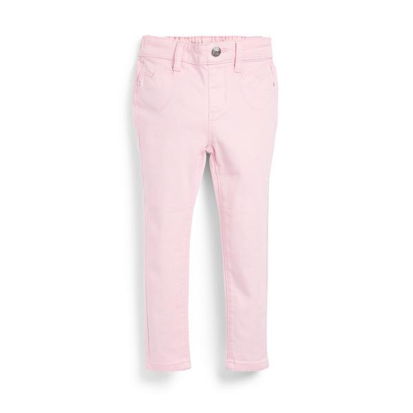 Younger Girl Pastel Pink Heart Pocket Twill Trousers