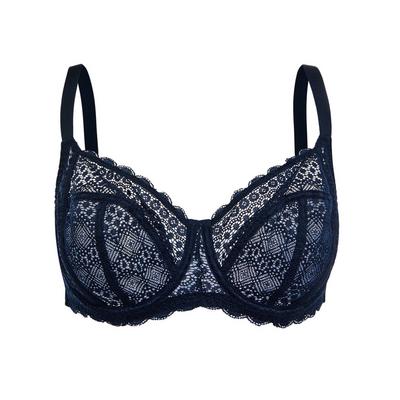 Navy Lace Non Padded D-F Bra