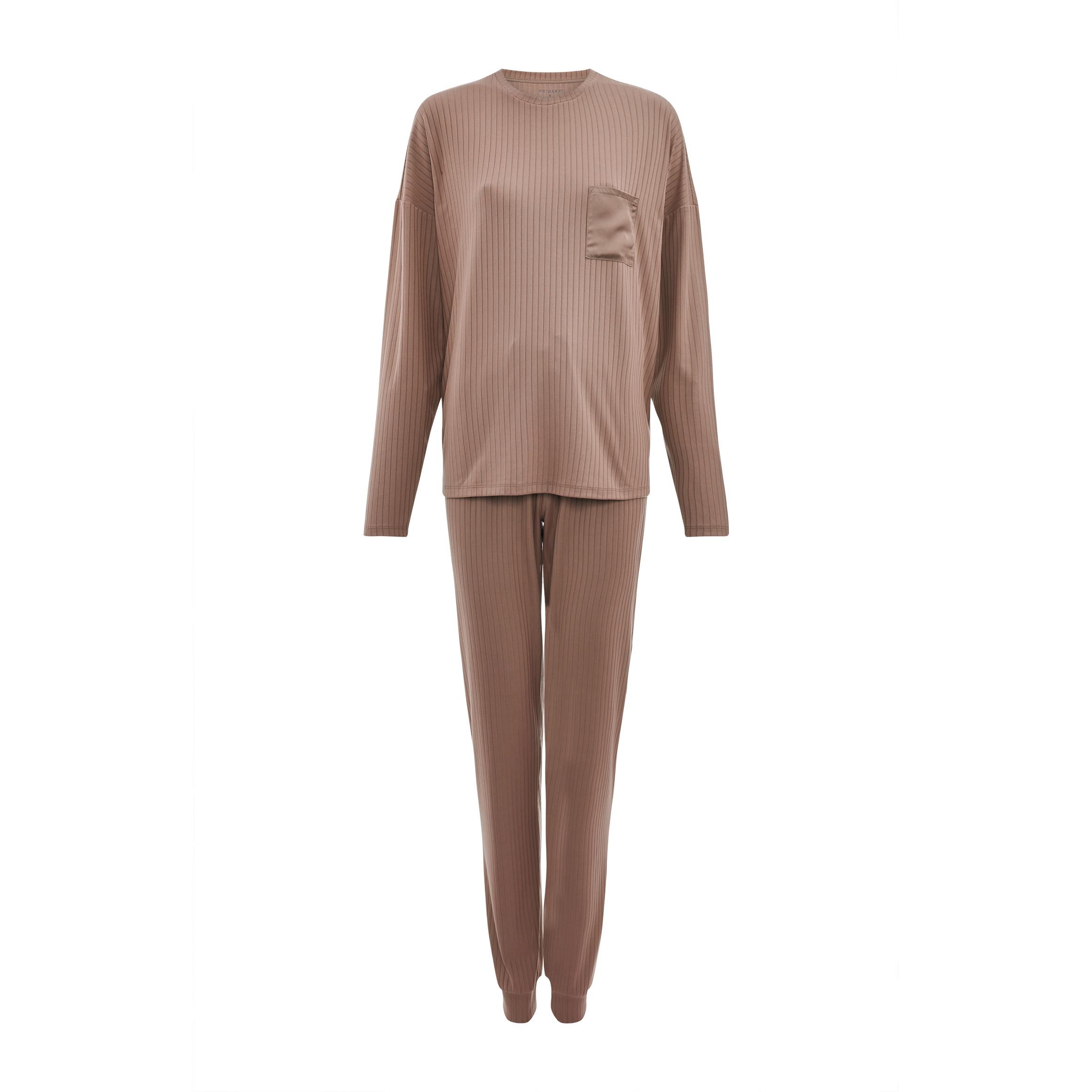 Brown Soft Touch Ribbed Pyjamas Set Women's Pyjamas Women's
