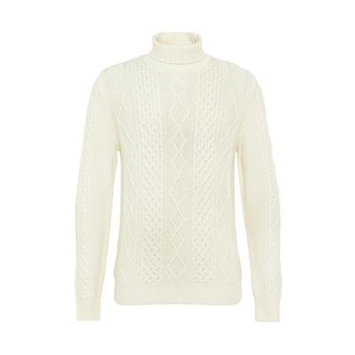 Ivory Chunky Cable Knit Roll Neck Jumper