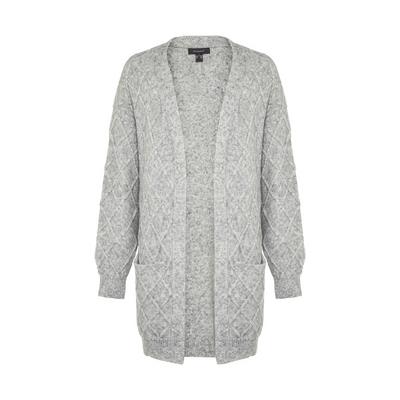 Gray Cable Knit Longline Cardigan