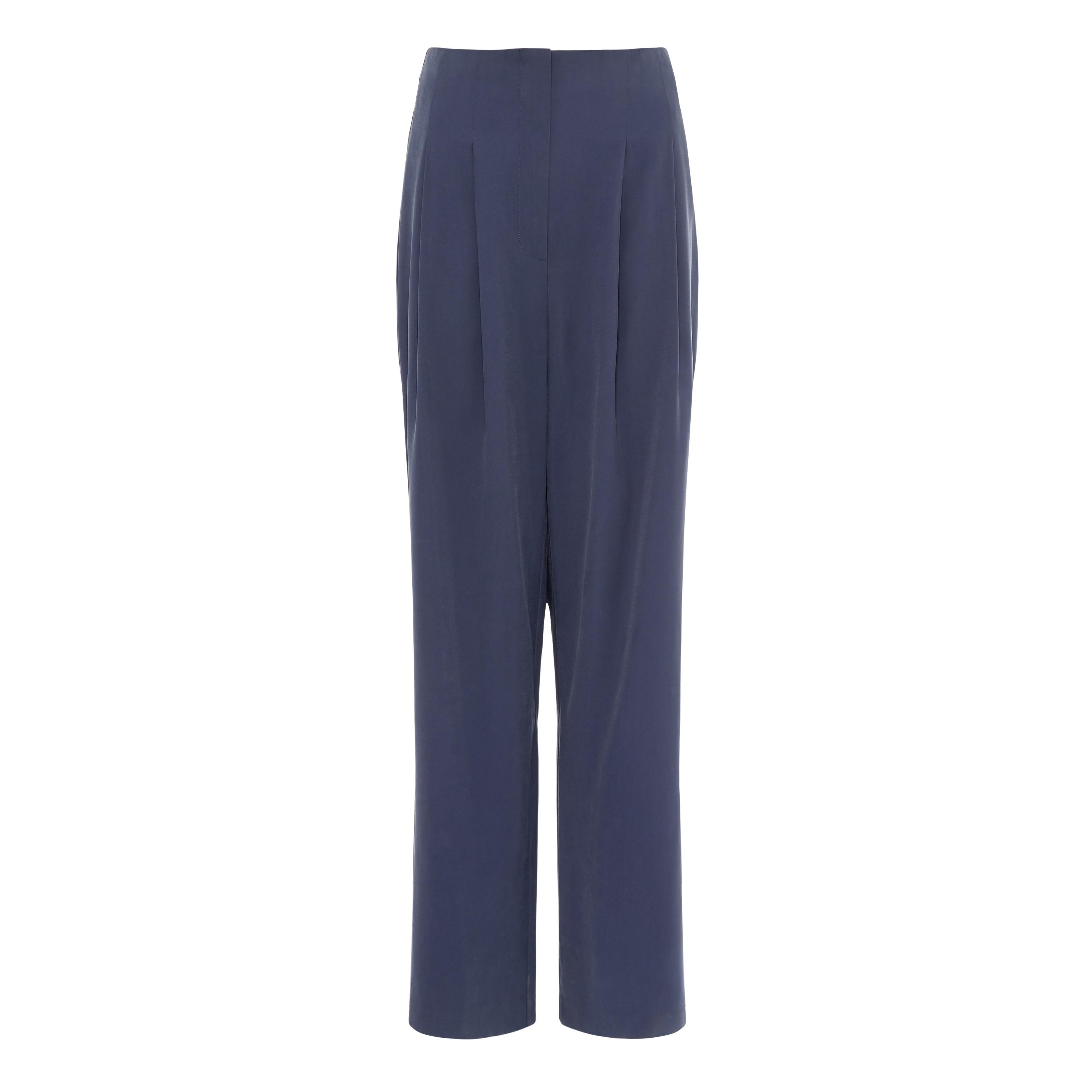 Navy Relaxed Wide Leg Trousers Women's Workwear Women's Clothing