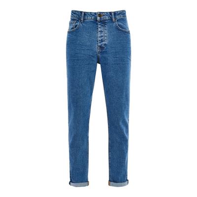 Blue Denim Relaxed Tapered Jeans
