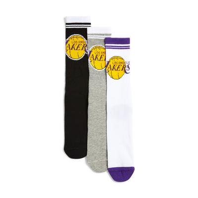 Pack 3 pares meias cano médio NBA Los Angeles Lakers multicolorido