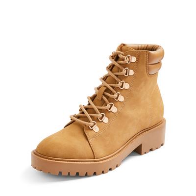 Tan Lace Up Hiker Boots
