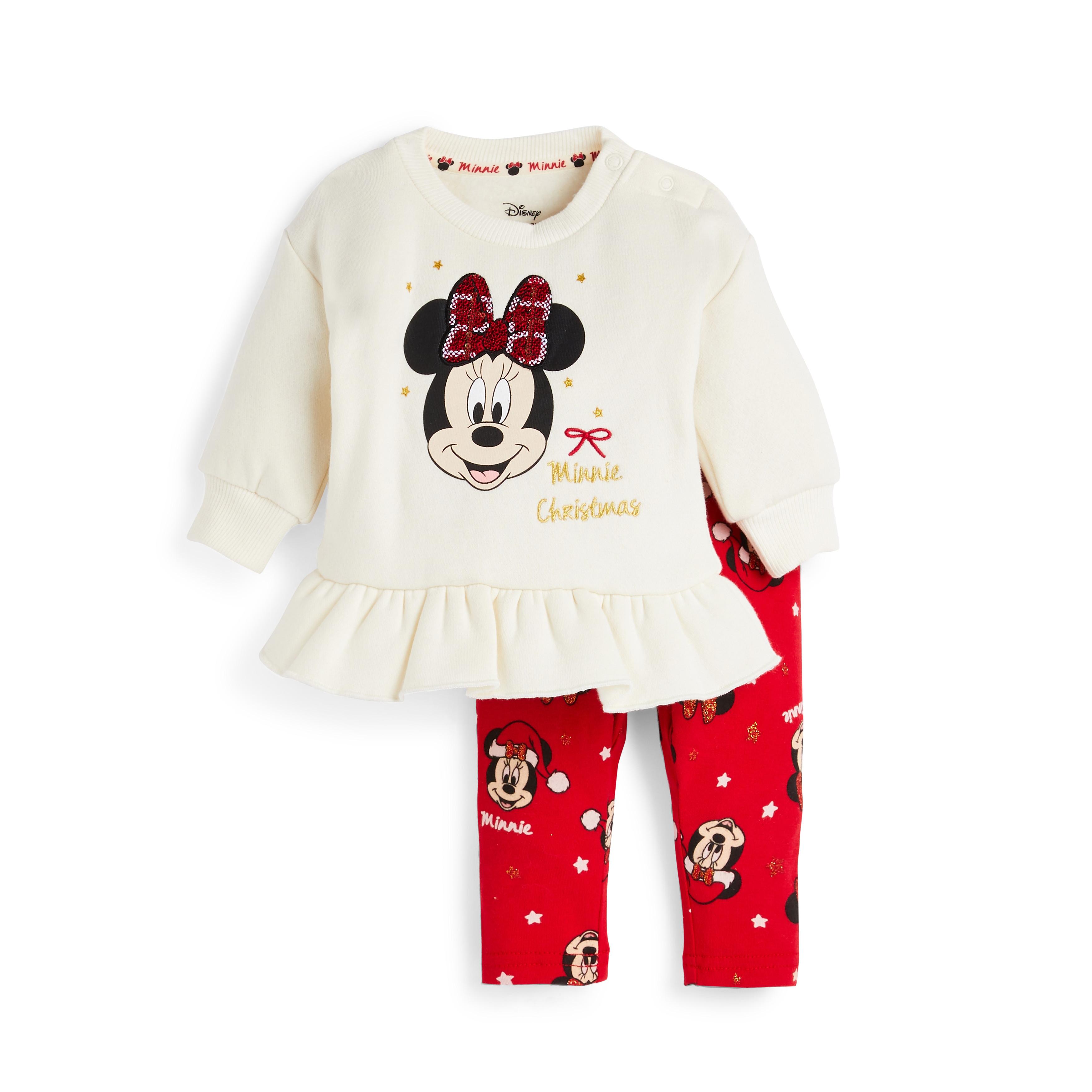 Baby Girl Ivory Minnie Mouse Christmas Leisure Set 2 Piece Baby Girl Clothes Baby Newborn Clothes Kids Clothes All Primark Products Primark Uk