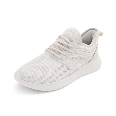 White Knit Cage Sneakers