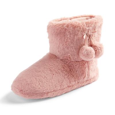 Pink Pompom Bootie Slippers