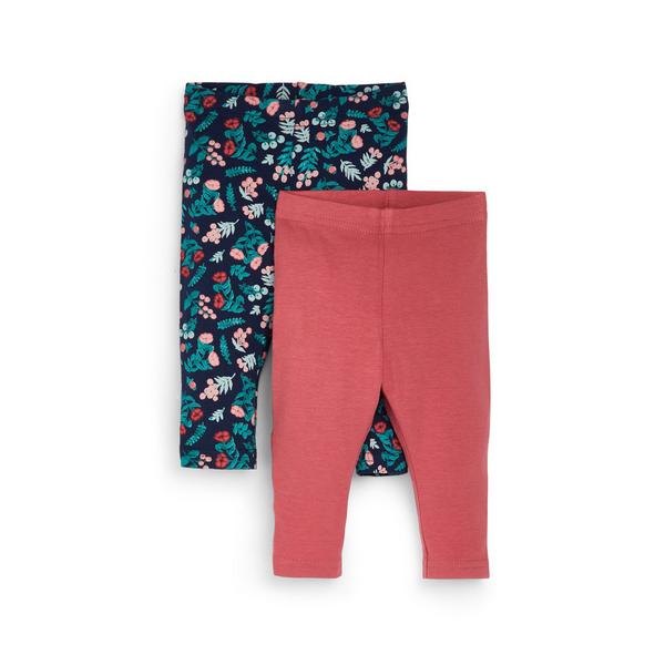 Pack de 2 leggings tobilleros rosas y de flores para bebé niña | Moda para bebés niña | Moda para bebés y recién nacidos | Ropa para niños | los productos Primark | España