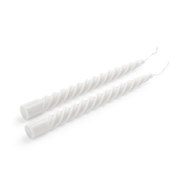 2-Pack White Twisted Dinner Candle