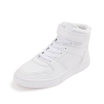 White Velcro Strap High Top Trainers