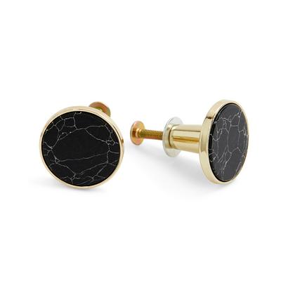 Gold Tone And Black Marble Door Knobs