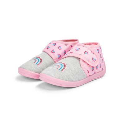 Pantofole rosa con stampa arcobaleni da bambina