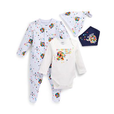 Newborn Baby Unisex Multicolour Elmer Starter Set 4 Piece