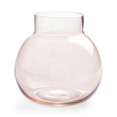 Amberkleurige ronde vaas van glas