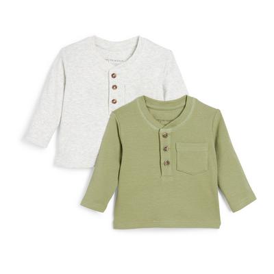 Baby Boy Ribbed Henley Longsleeve T-Shirts 2 Pack
