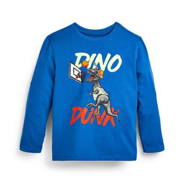 T-shirt bleu à manches longues et imprimé Dino garçon