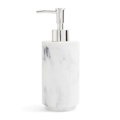 Flacon distributeur de savon circulaire blanc effet marbre