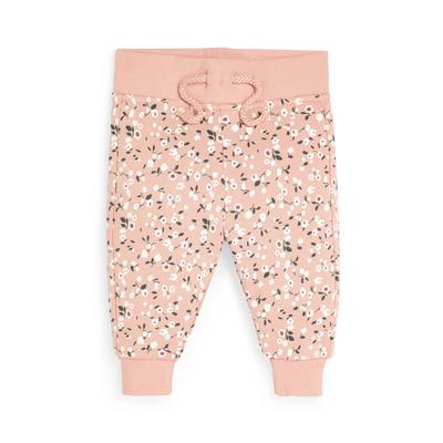 Pantalón de chándal rosa con estampado floral para bebé niña