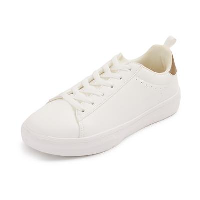 White Textured Minimal Low Top Trainers