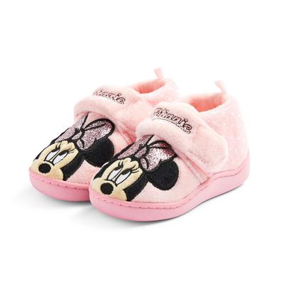 Rožnati čevlji z vezenino in gumijastim podplatom Disney Mini Miška za mlajša dekleta