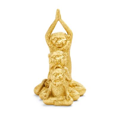 Ornamento macacos sobrepostos grande dourado