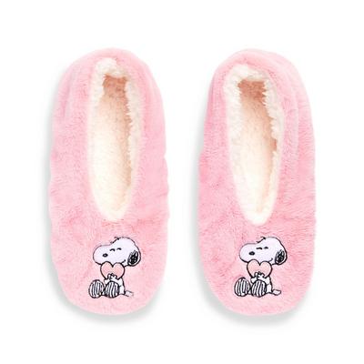 Girls Pink Snoopy Footlets
