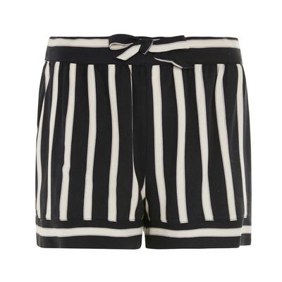 Black/White Viscose Twill Striped Shorts