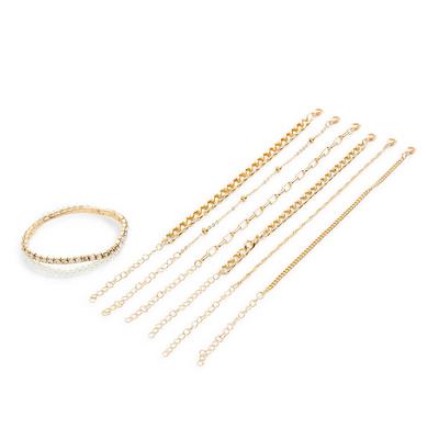 Goldtone Friendship Chain Bracelet Set 8 Pack