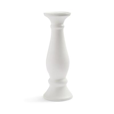 Tall White Ceramic Curved Candle Holder
