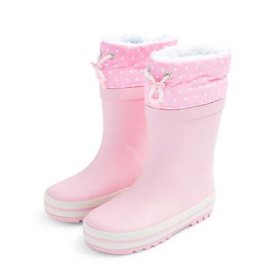 Younger Girl Pink Warmlined Rainboots