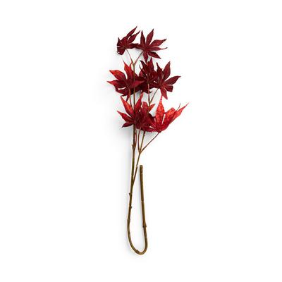 Red Single Stem Faux Maple Leaves