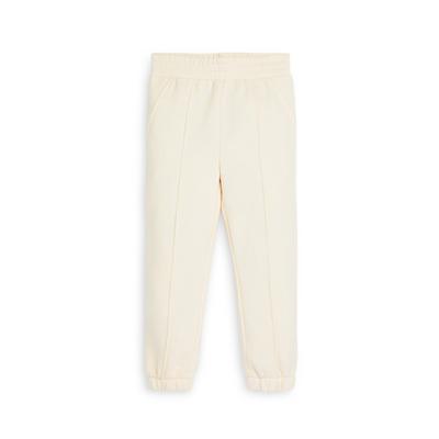 Younger Girl Ivory Vertical Seam Joggers