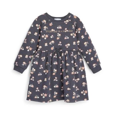 Younger Girl Grey Floral Print Sweater Dress