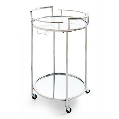 Silver Mirrored Bar Cart With Castors