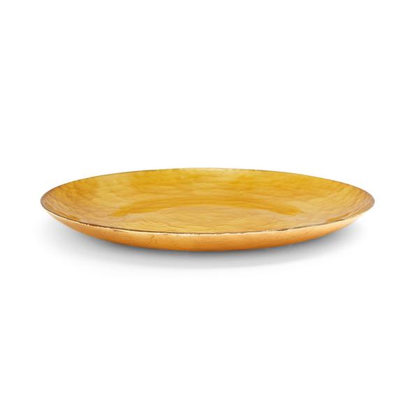 Medium Goldtone Crackled Plate