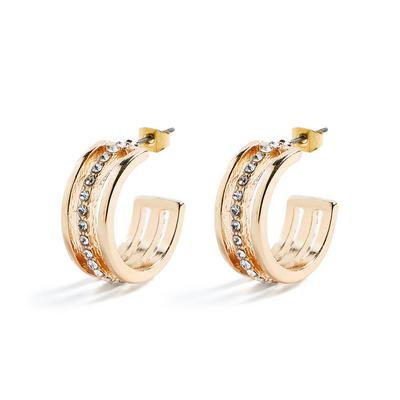 Goldtone Diamante Detail Triple Mini Hoop Earrings