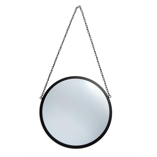 Black Chain Hanging Round Mirror