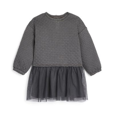 Younger Girl Grey Lurex Quilted Tutu Sweater Dress