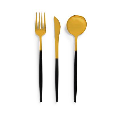 Goldtone Colour Block Cutlery 3 Pieces