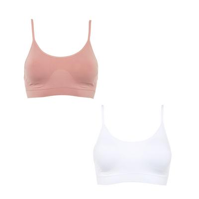 Pink And White Cool Max Seamfree Bras, 2 Pack