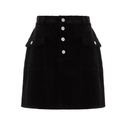 Black Corduroy Button Down Skirt