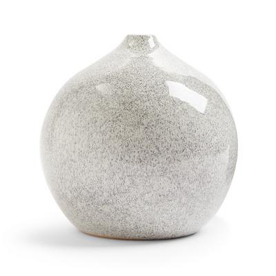Grey Glazed Round Ceramic Vase