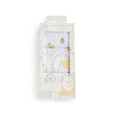 Baby White Winnie The Pooh Face Cloths 3 Pack
