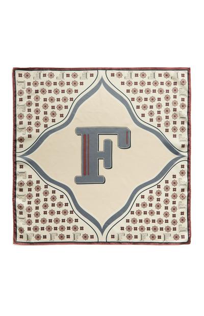 Foulard crème à initiale F